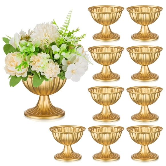 Maceta Sziqiqi para arreglos florales en forma de jarrón y urna de metal dorado