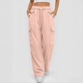 thumbnail image 4 of Woman Cargo Pants Waterproof Hiking Lightweight Straight Leg Trousers Baggy Linen Travel Streetwear Clothes, 4 of 6