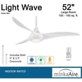 thumbnail image 3 of Minka-Aire Light Wave 52" Ceiling Fan with  blades - White w/ Extra Downrod - F844-WH-DR, 3 of 9