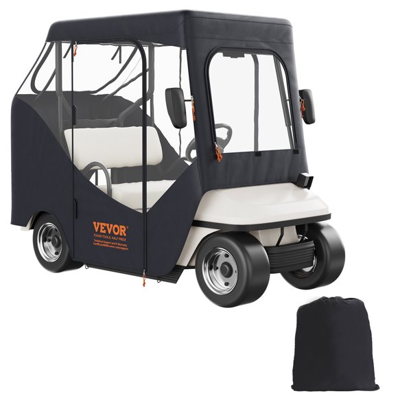 VEVOR Golf Cart Enclosure, 600D Polyester Driving Enclosure with 4-Sided Transparent Windows, 2 Passenger Club Car Covers Universal Fits