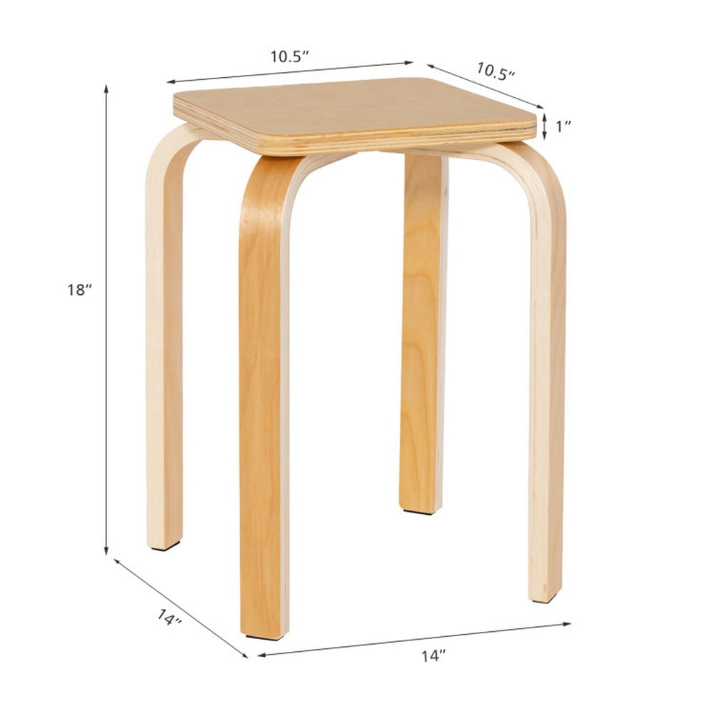 Demi Bonn Stackable Dining Chairs Set of 4 Square Stools with Rounded Corners, Beige