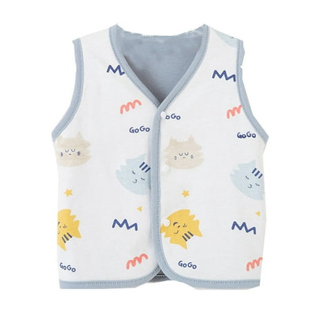 

Toddler Baby Boys Girls Winter Sleeveless Cartoon Coat Outwear Warm Coat Vest Jacket Double Wearing Elephant Fish Tiger Flower Cow Jackets Outwear For 12-18 Months