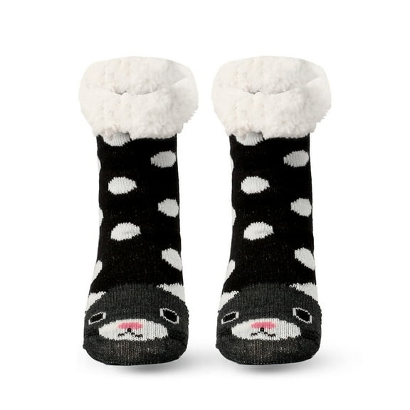 Lilgiuy Women Christmas Holiday Socks Casual Warm Winter Cozy Slipper Socks Fuzzy Socks with Plus Size and Anti-Slip Bottom