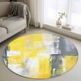 thumbnail image 3 of Yellow Gray Abstract Round Area&nbsp;Rug 3ft Watercolor Graffiti Non-Slip&nbsp;Washable Circle Rugs Soft Felt Indoor Floor Mat for Bedroom Kitchen Living Room Bathroom, 3 of 9