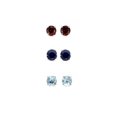 thumbnail image 2 of 14k White Gold 3Ct Created Garnet, Black Sapphire and Aquamarine 3 Pair Round Stud Earrings Plated, 2 of 2