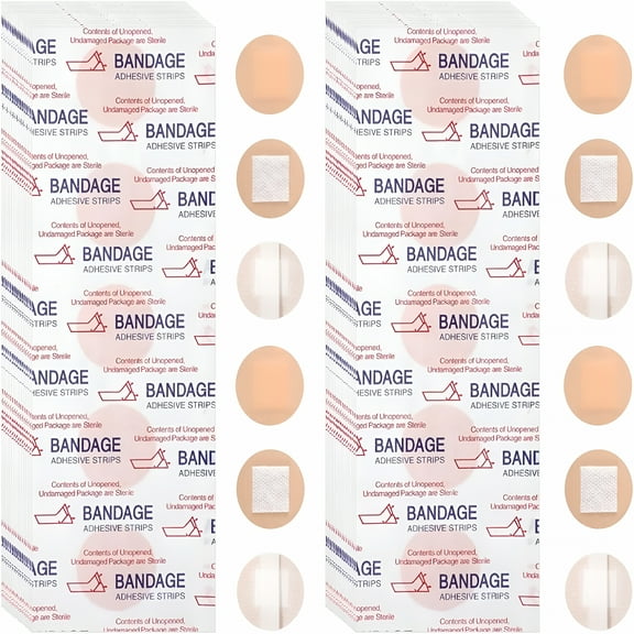 QARUN Self-Adhesive Round Bandages, 200 Count - 0.87 Inch Flexible Fabric Bandage for Small Wound Care & Concealing Skin Blemishes (Hypoallergenic, Waterproof)