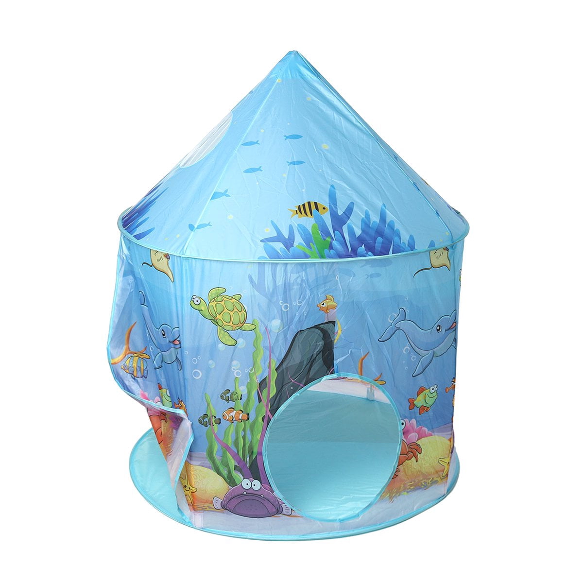 3 in 1 Portable Toddler Kids Play Tent House Crawl Tunnel Ball Pit In/Outdoor with PopUp Playhouse Tent, Basketball Hoop Set for Kids, Polyester