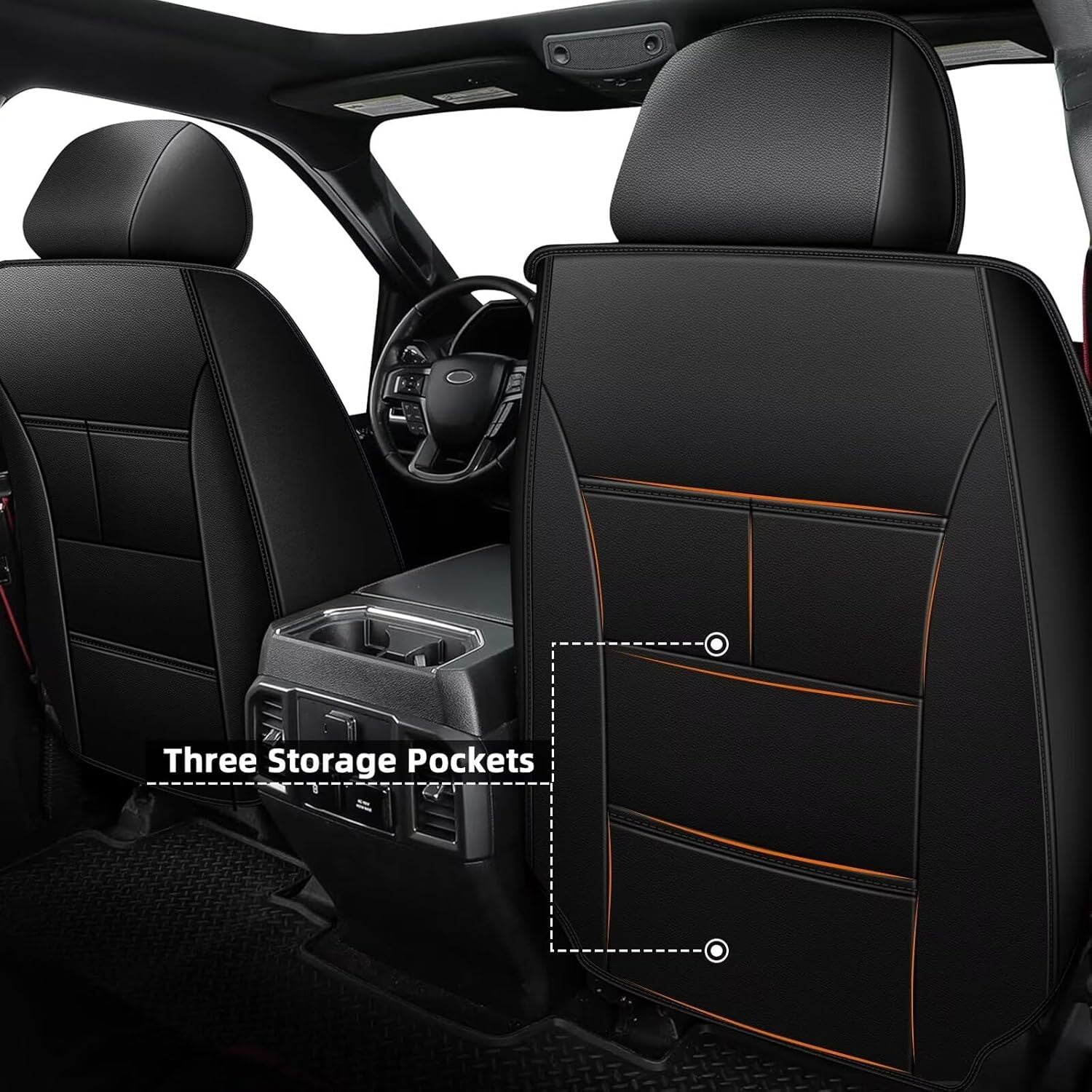 IKABEVEM Seat Covers Fit for Chevy Silverado 2019-2024 Chevrolet Silverado Seat Covers Full Set (Black&Grey)