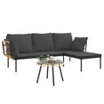 thumbnail image 2 of vidaXL 3 Piece Garden Lounge Set with Dark Grey Cushions Poly Rattan, 2 of 5