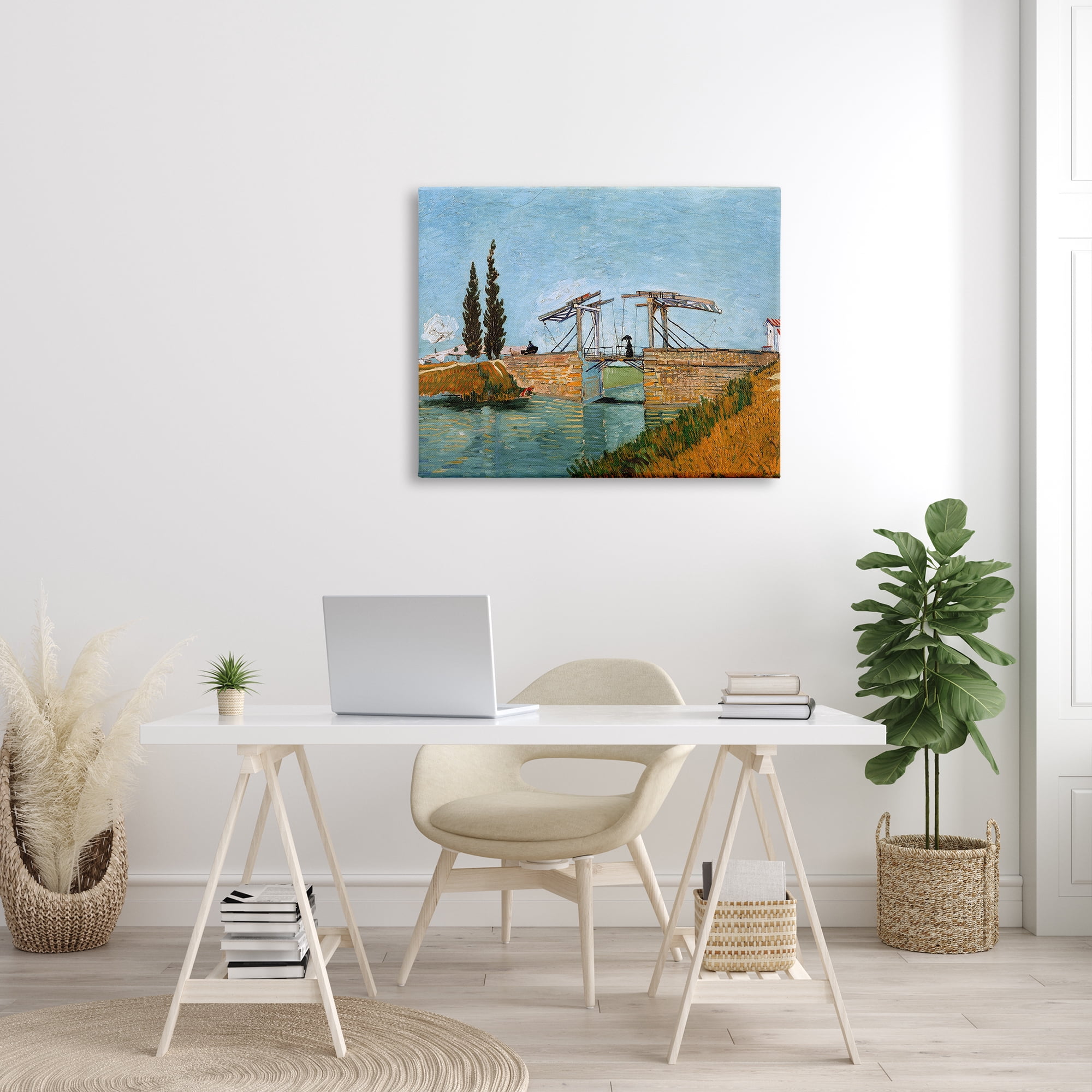 Stupell Industries Brug bij Langlois Vincent van Gogh Classic Bridge Painting Painting Gallery Wrapped Canvas Print Wall Art, Design by one1000paintings