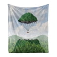 thumbnail image 1 of Fantasy Soft Flannel Fleece Throw Blanket, Detached Top of Mountain Floating up to Sky As a Hot Air Balloon Imaginative Artwork, Cozy Plush for Indoor and Outdoor Use, 50" x 60", Green, by Ambesonne, 1 of 5