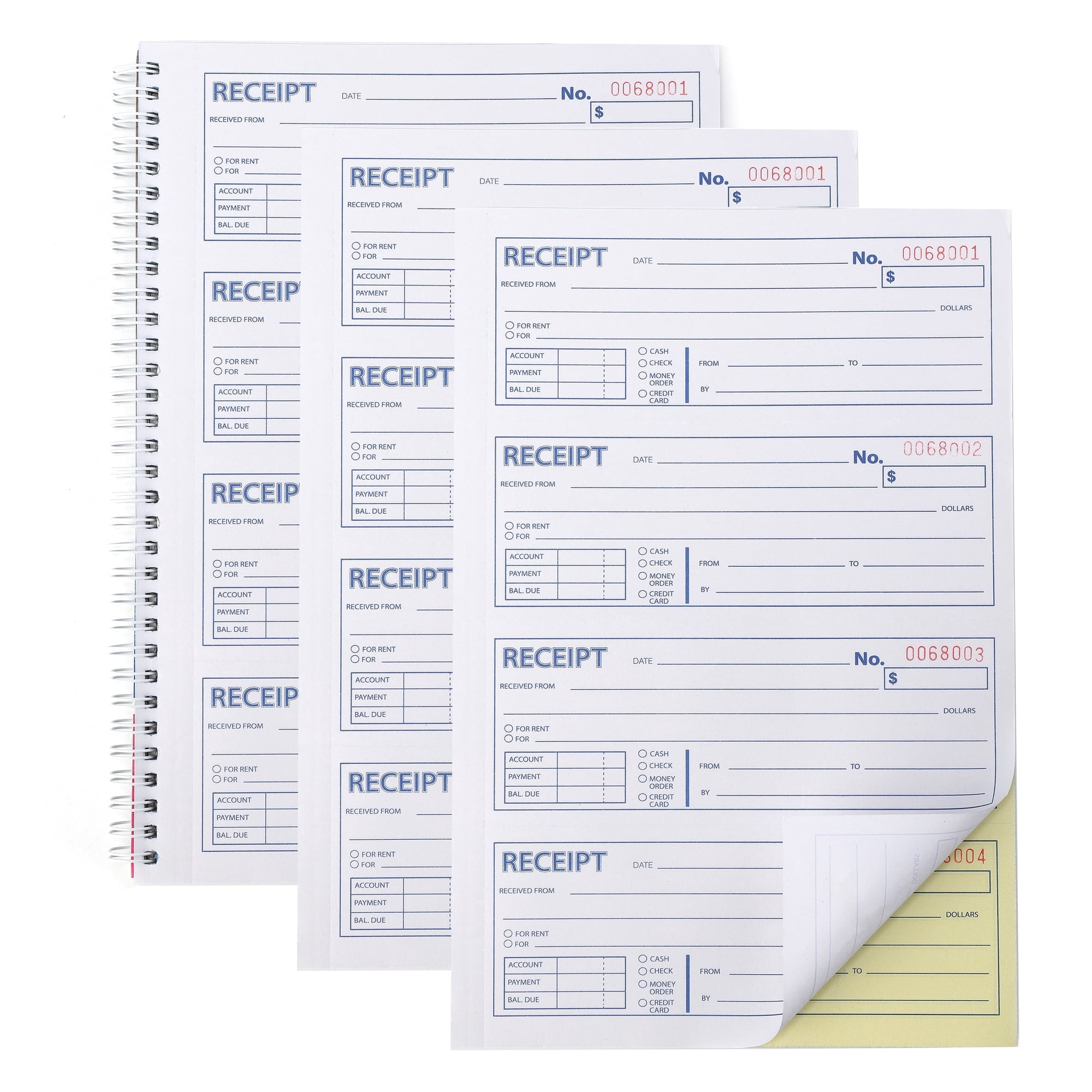 Gimehome Professional Money and Rent Receipt Book Two Part Carbonless Copy Spiral Bound(3pack)