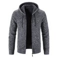 thumbnail image 4 of Chaqueta tipo cárdigan con cremallera y forro polar con capucha para otoño e invierno para hombre, 4 of 6