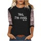 thumbnail image 1 of Camiseta informal con cuello redondo y mangas 3/4 de longitud media estampada a la moda para mujer Pompotops gfhjh18745, 1 of 8