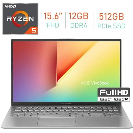 New ASUS VivoBook 15.6" FHD (1920x1080) Laptop PC, Quad Core AMD Ryzen 5 3500U 2.1GHz, 12GB DDR4, 512GB PCIe SSD, Bluetooth, WiFi, AMD Radeon Vega 8 Graphics, Windows 10 with Mazepoly Type-C Hub