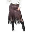 thumbnail image 2 of Falda de vinipiel con flecos Roman Fashion /Tallas Extras, 7063 (Cafe) cafe 38, 2 of 7