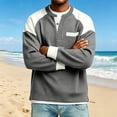thumbnail image 5 of Stamzod Men's Crewneck Sweatshirt Spring Fall Color Block Button-Up Sweat Shirt Long Sleeve Knit Waffle Sweatshirts with Pocket Gray XXXL, 5 of 6