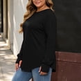 thumbnail image 4 of Lutiedan Womens Plus Size Long Sleeve Shirts Oversized Crew Neck Tunic Tops Fall Casual Basic Shirts with Thumb Holes L-4XL,Black, 4 of 6