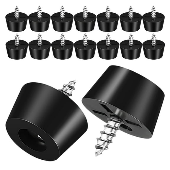 100 Pcs Screw On Non Slip Furniture Pads for Desk Chairs Black PVC Chair Leg Floor Protectors Round