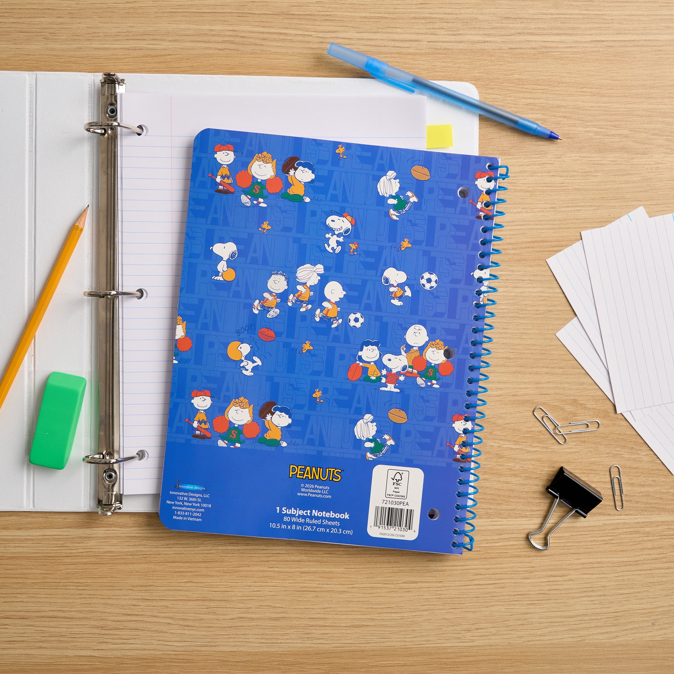 Peanuts 1-Subject Spiral Notebook, Wide Ruled, 80 Sheets, for Students