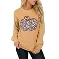 thumbnail image 1 of Sweat-shirt à Imprimé Léopard Halloween et Imprimé Citrouille à Manches Longues pour Femmes, 1 of 3
