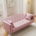 thumbnail image 3 of Tcbosik Convertible Sofa Bed, Modern Upholstered Velvet Couch with Adjustable Back, Loveseat for Bedroom, Living Room, Easy Assembly, Pink, 3 of 7