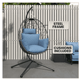 thumbnail image 3 of Leisuremod Summit Mid-Century Modern Outdoor Single Person Egg Swing Chair in Grey Steel Frame with Removable Cushions for Patio and Backyard, Charcoal, 3 of 14