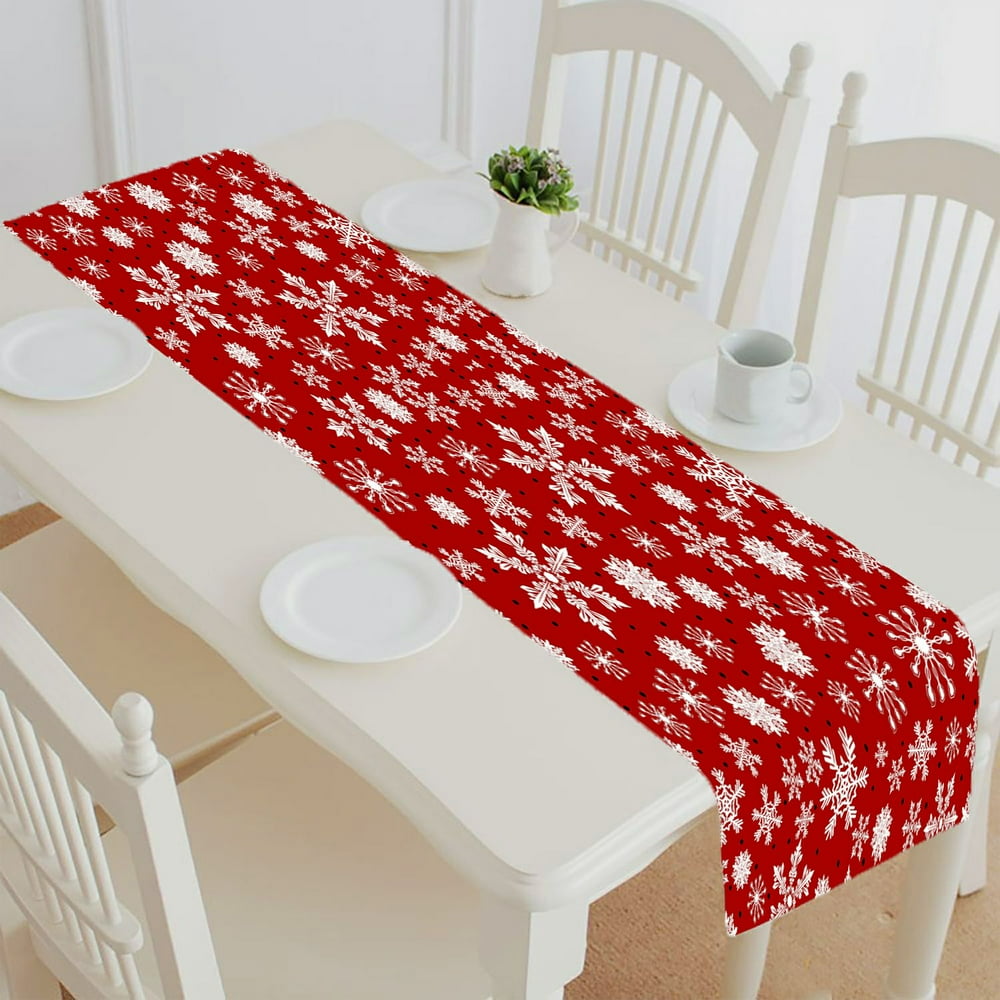 ABPHQTO Christmas Snowflakes Dots Winter Snow Xmas Table Runner