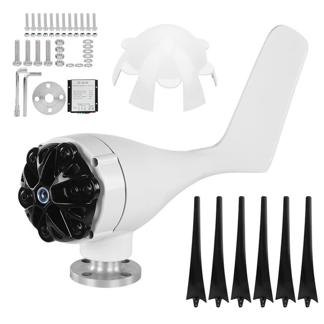 Mini Wind Turbines Generator 6 Blade 200W Power Supplies Three Phase Alternator(Black 24V)