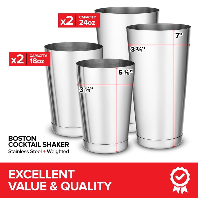 Shaker Deux Pièces Lesté Shaker à Cocktail Boston En Acier Inoxydable - 2 Pièces - Pour Barman Professionnel Ou Maison - Lavable Lave-Vaisselle Petit Blender
