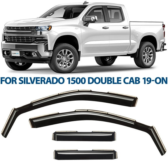 CLIM ART In-Channel Incredibly Durable Rain Guards for Chevrolet (Chevy) Silverado/GMC Sierra 1500 2019-2026 Double Cab, Original Window Deflectors, Vent Window Visors, Vent Deflector, 4 pcs.-619409