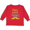 thumbnail image 3 of Inktastic Here Comes Trouble, Mustache, Moustache Boys or Girls Long Sleeve Toddler T-Shirt, 3 of 5