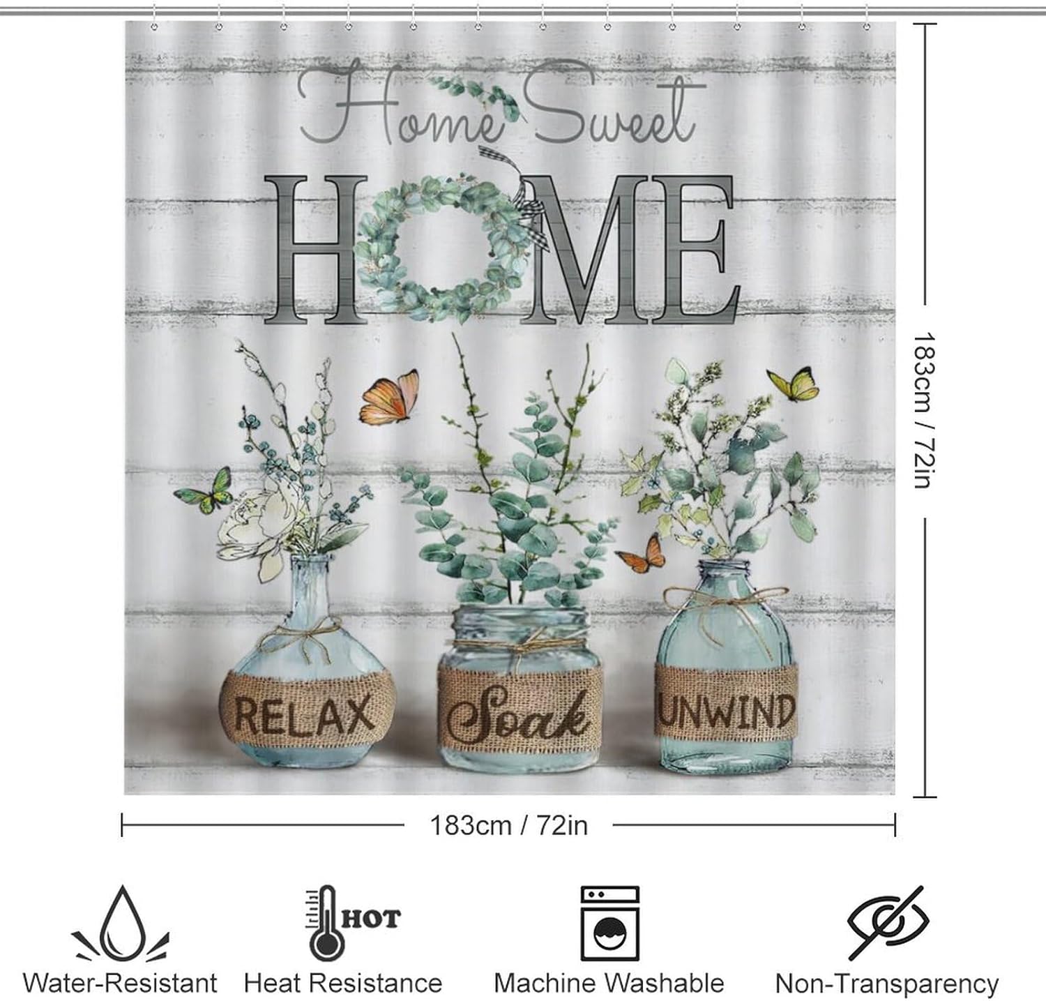 4PCS Shower Curtain Sets with Rugs Farmhouse Shower Curtain Neutral Rustic Country Shower Curtain Sets Purple Lavender Flower Shower Curtain Sets Bathroom Decor with Non-Slip Bath Mat Toilet Rug