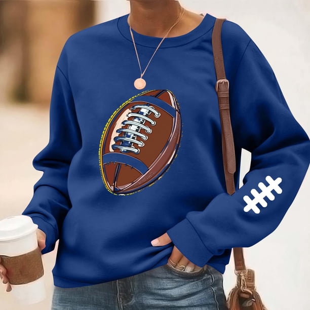 TaTaai Women Baseball Print Crew Neck Long Sleeve Drop Shoulder Top Hoodie Ladies Spring Autumn Daily Commute Street Wear Soft Comfortable No Fading Machine Washable Stylish Top Gift