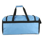 40 Liter 22 Inch Duffle Bag with Front Accessory Pocket, Velcro Handles, Dual Zipper Closure and Luggage Strap for Traveling, Commuting, Sports and Gym Equipment in Light Blue & Black