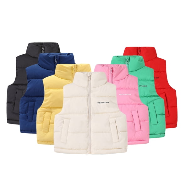 Esaierr 2-12 Years Old Boys Girls Puffer Down Vest for Kids Toddler Sleeveless Thick Jacket Waistcoat Zip up Cardigan Vest