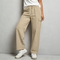 thumbnail image 5 of Women's Dress Pants New Wide Leg Linen Pants for Women Casual Loose Elastic Waist Casual Pants with Pockets Summer Breathable Comfy Trousers Daily Wear, 5 of 8