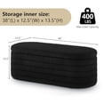 thumbnail image 4 of Modern Oval Ottoman with Storage, End of Bed Stool with Safety Hinge, Upholstered Teddy Fabric Cushioned Storage Bench, Toy Box for Living Room, Bedroom, Entryway (Black), 4 of 6