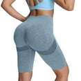 thumbnail image 2 of CFLVAEK Womens Seamless Biker Shorts Knee Length Butt Lifting Biker Shorts Comfy High Waist Tummy Control Long Biker Shorts Blue M, 2 of 10