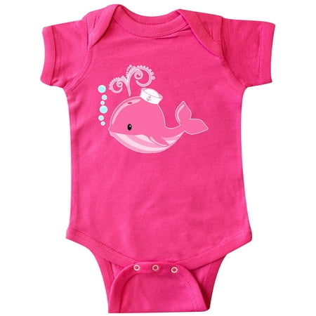 

Inktastic Cute Pink Whale in Nautical Hat Gift Baby Boy or Baby Girl Bodysuit
