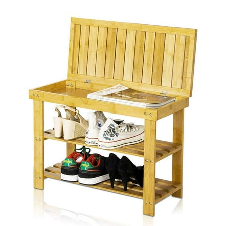 - Furinno FNCJ-33026 Nature Bamboo Flip Shoes Stool, Natural