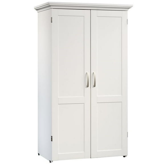 Pemberly Row Modern Engineered Wood Multi-Purpose Storage Craft Armoire in White