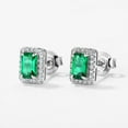 thumbnail image 3 of 14K Gold Rectangular Shape Emerald Stud Earrings for Women,  Elegant Jewelry Piece, Ideal for Women Seeking a Unique and Refined Style, 3 of 7