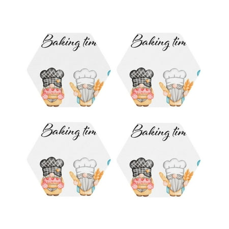 

Tideii Little Chef Gnome for Leather Coasters 4 Pieces Anti-fouling and Anti-scalding Decorative Coasters Suitable for Restaurants Kitchens Coffee Shops-Hexagon