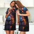 thumbnail image 4 of Easygdp Forest Cool Lion Camisón de manga corta para mujer, informal, estampado, 4 of 6