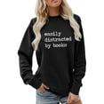 thumbnail image 2 of Easily Distracted By Books Sweatshirts for Women Long Sleeve Crewneck Book Lovers Reading Sweatshirt Pullover Tops, 2 of 5