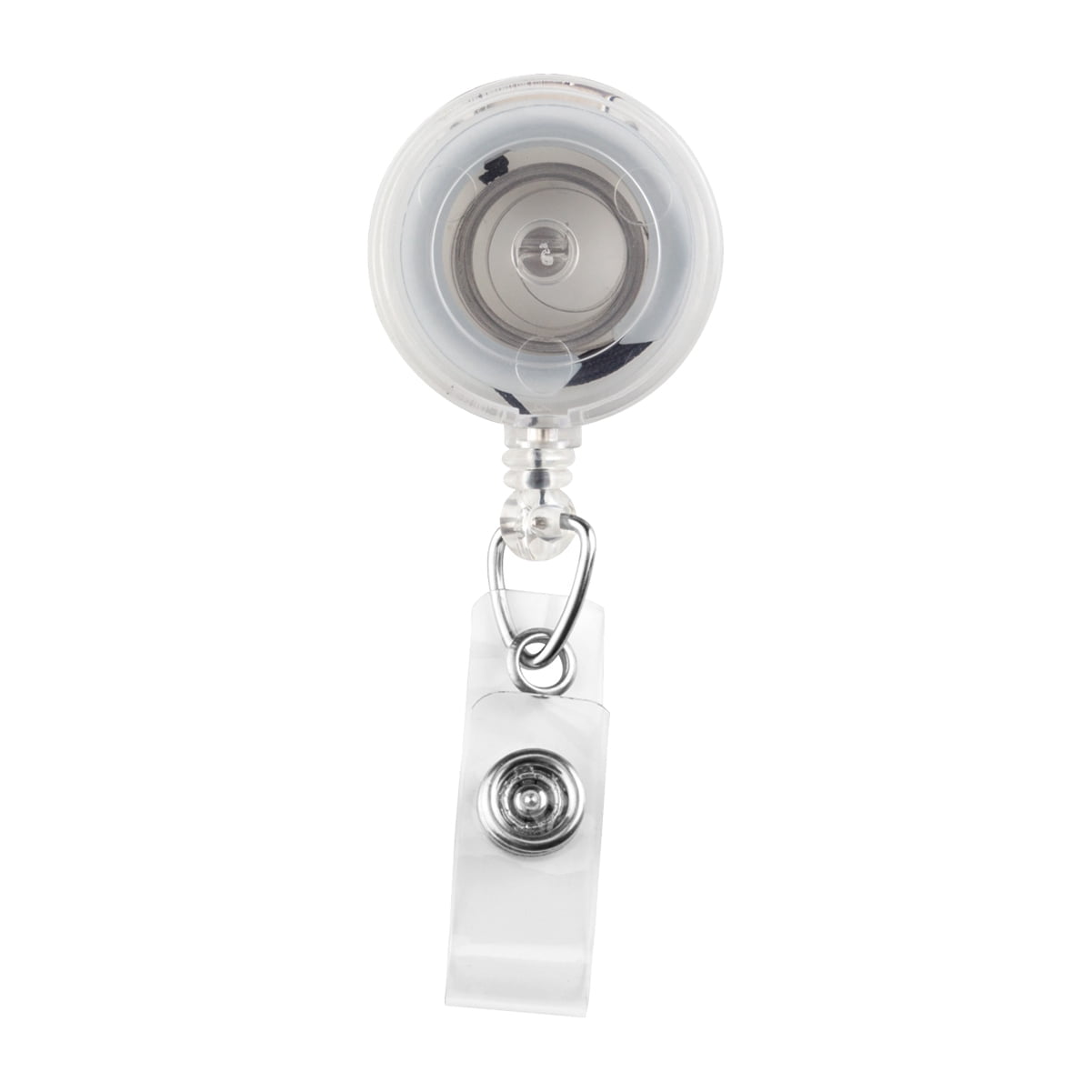 Bulk 100 Pack - Translucent Clear Badge Reels with Extra Tight Pinch Alligator Clip (Non-Swivel Bulldog Clamp) - Retractable I'D Card Holders for Office Employee, Nurse by Specialist ID