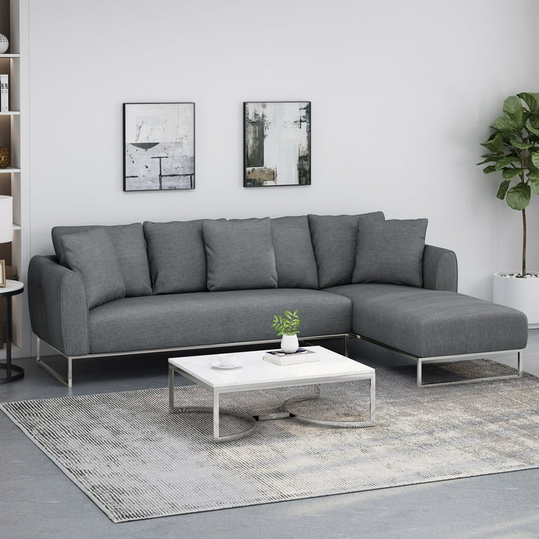 2 Pc Sofa Chaise Sectional Clarke Platinum Baci Living Room