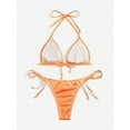 thumbnail image 2 of Women's Metallic Halter Top Two Piece Swimsuit Tie Side Triangle Bikini, 2 of 5