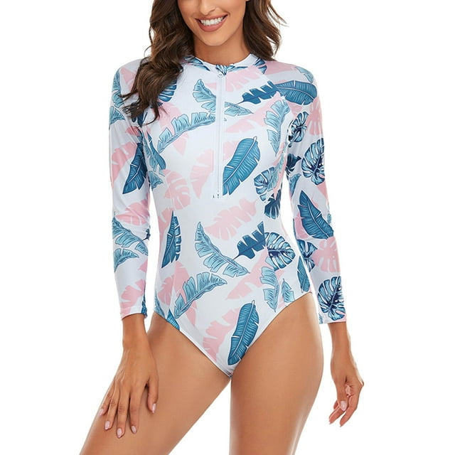 Aayomet Grande Taille Combinaison de Bain pour Femmes Bikini à Manches Longues (A, M)